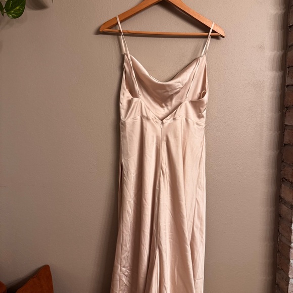 FAME‎ AND PARTNERS Rosabel Light Nude Cowl Neck Silky Maxi Dress - Picture 6 of 7